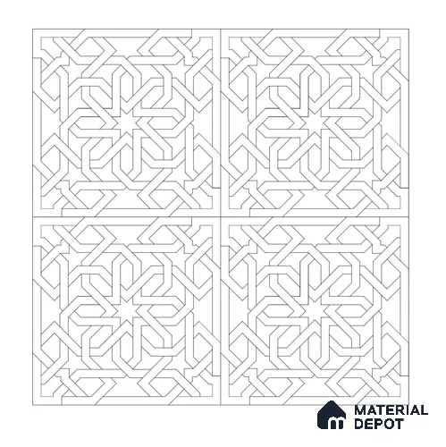 Royal Jali Pattern Wall 9.4 ft x 3 ft CNC Made HDHMR Panel - 12 mm