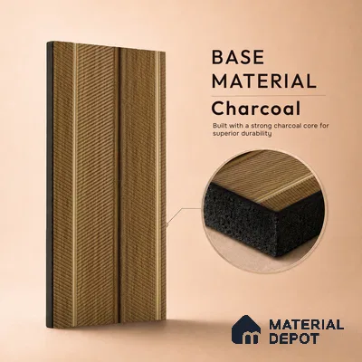 Brown Wooden Louver PN 05270 8 ft x 4.7 inch Charcoal Panel - 12 mm | Suitable for Feature Wall, TV Unit & Living Room | Width is Subjected to 5% Variation