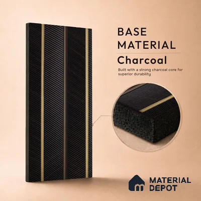 Black Wooden Louver PN 05271 8 ft x 4.7 inch Charcoal Panel - 12 mm | Suitable for Feature Wall, TV Unit & Living Room | Width is Subjected to 5% Variation
