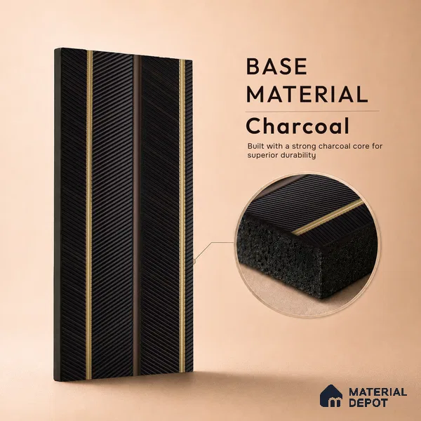 Black Wooden Louver PN 05271 8 ft x 4.7 inch Charcoal Panel - 12 mm | Suitable for Feature Wall, TV Unit & Living Room | Width is Subjected to 5% Variation