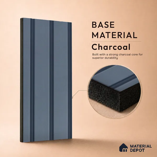 Grey Plain Colour Louver PN 05280 8 ft x 4.9 inch Charcoal Panel - 11 mm | Suitable for Feature Wall, TV Unit & Living Room | Width is Subjected to 5% Variation