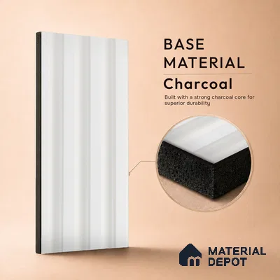 White Plain Colour Louver PN 05286 8 ft x 4.8 inch Charcoal Panel - 12 mm | Suitable for Feature Wall, TV Unit & Living Room | Width is Subjected to 5% Variation