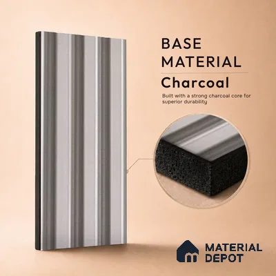 Cream Plain Colour Louver PN 05287 8 ft x 4.8 inch Charcoal Panel - 12 mm | Suitable for Feature Wall, TV Unit & Living Room | Width is Subjected to 5% Variation