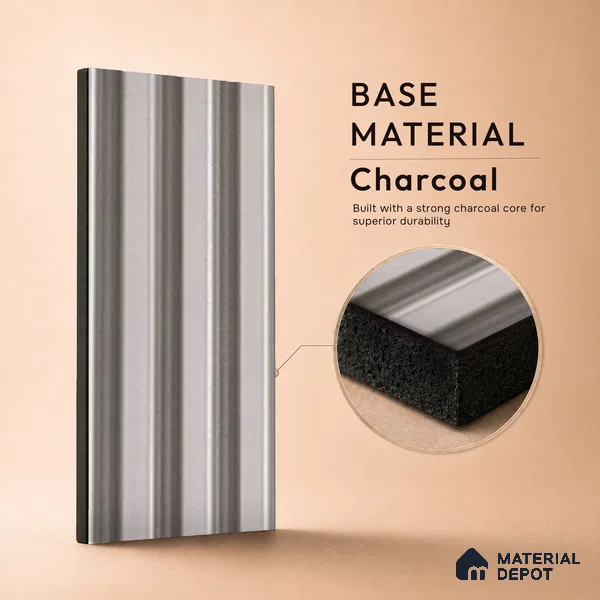 Cream Plain Colour Louver PN 05287 8 ft x 4.8 inch Charcoal Panel - 12 mm | Suitable for Feature Wall, TV Unit & Living Room | Width is Subjected to 5% Variation