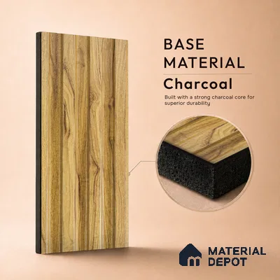 Brown Wooden Louver PN 05289 8 ft x 4.8 inch Charcoal Panel - 12 mm | Suitable for Feature Wall, TV Unit & Living Room | Width is Subjected to 5% Variation