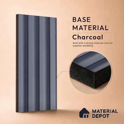 Grey Plain Colour Louver PN 05290 8 ft x 4.8 inch Charcoal Panel - 12 mm | Suitable for Feature Wall, TV Unit & Living Room | Width is Subjected to 5% Variation