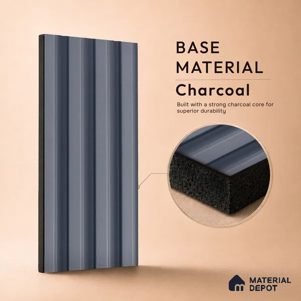 Grey Plain Colour Louver PN 05290 8 ft x 4.8 inch Charcoal Panel - 12 mm | Suitable for Feature Wall, TV Unit & Living Room | Width is Subjected to 5% Variation