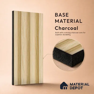 Brown Wooden Louver PN 05291 8 ft x 4.8 inch Charcoal Panel - 12 mm | Suitable for Feature Wall, TV Unit & Living Room | Width is Subjected to 5% Variation
