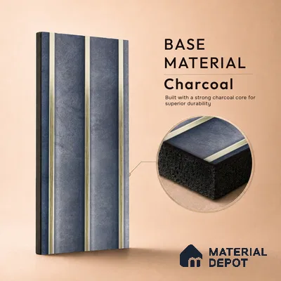 Grey Stone Louver PN 05294 8 ft x 4.9 inch Charcoal Panel - 12 mm | Suitable for Feature Wall, TV Unit & Living Room | Width is Subjected to 5% Variation