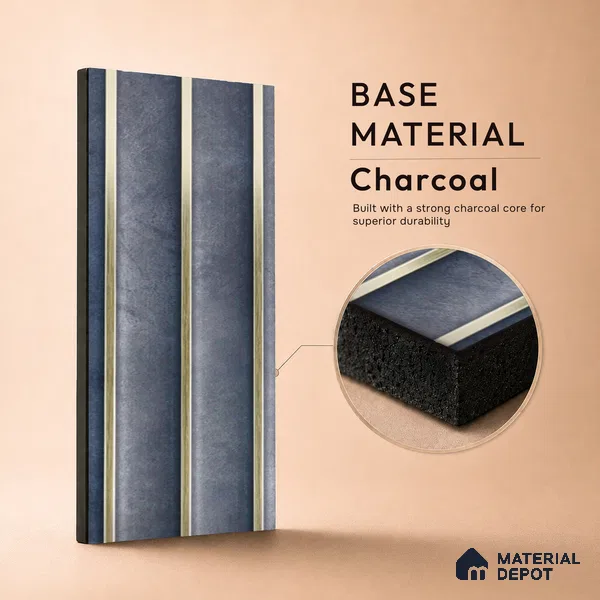 Grey Stone Louver PN 05294 8 ft x 4.9 inch Charcoal Panel - 12 mm | Suitable for Feature Wall, TV Unit & Living Room | Width is Subjected to 5% Variation