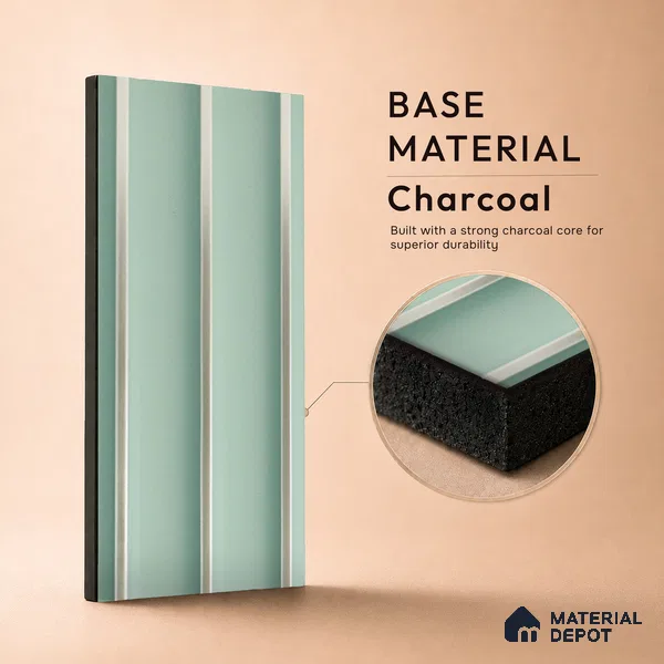 Blue Plain Colour Louver PN 05295 8 ft x 4.9 inch Charcoal Panel - 12 mm | Suitable for Feature Wall, TV Unit & Living Room | Width is Subjected to 5% Variation