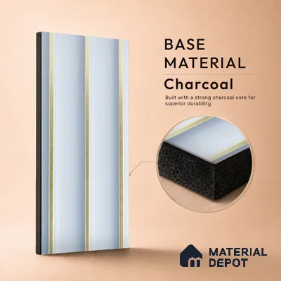 White Plain Colour Louver PN 05298 8 ft x 4.9 inch Charcoal Panel - 12 mm | Suitable for Feature Wall, TV Unit & Living Room | Width is Subjected to 5% Variation