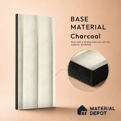 Cream Rustic Louver PN 05299 8 ft x 4.9 inch Charcoal Panel - 12 mm | Suitable for Feature Wall, TV Unit & Living Room | Width is Subjected to 5% Variation