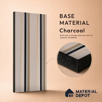 Beige Plain Colour Louver PN 05301 8 ft x 4.9 inch Charcoal Panel - 12 mm | Suitable for Feature Wall, TV Unit & Living Room | Width is Subjected to 5% Variation