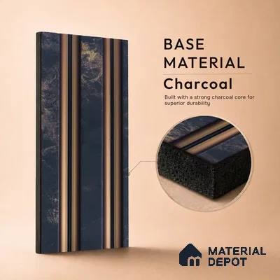 Black Marble Louver PN 05302 8 ft x 4.9 inch Charcoal Panel - 12 mm | Suitable for Feature Wall, TV Unit & Living Room | Width is Subjected to 5% Variation