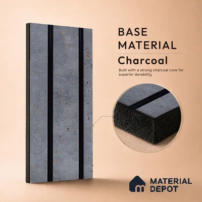 Grey Stone Louver PN 05307 8 ft x 4.8 inch Charcoal Panel - 12 mm | Suitable for Feature Wall, TV Unit & Living Room | Width is Subjected to 5% Variation