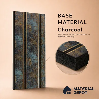Multi Colour Metallic Louver PN 05309 8 ft x 4.8 inch Charcoal Panel - 12 mm | Suitable for Feature Wall, TV Unit & Living Room | Width is Subjected to 5% Variation