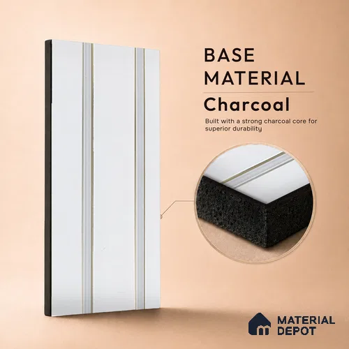White Plain Colour Louver PN 05310 8 ft x 4.8 inch Charcoal Panel - 12 mm | Suitable for Feature Wall, TV Unit & Living Room | Width is Subjected to 5% Variation