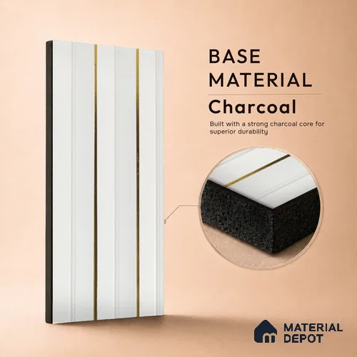 White Plain Colour Louver PN 05312 8 ft x 4.7 inch Charcoal Panel - 12 mm | Suitable for Feature Wall, TV Unit & Living Room | Width is Subjected to 5% Variation