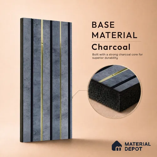 Grey Stone Louver PN 05314 8 ft x 4.7 inch Charcoal Panel - 12 mm | Suitable for Feature Wall, TV Unit & Living Room | Width is Subjected to 5% Variation