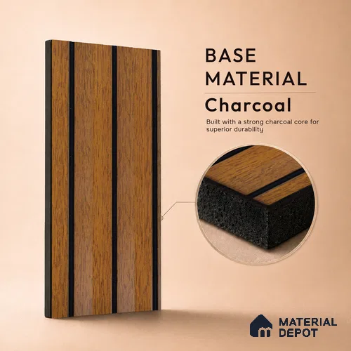 Brown Wooden Louver PN 05316 (4711) 8 ft x 4.7 inch Charcoal Panel - 12 mm | Suitable for Feature Wall, TV Unit & Living Room | Width is Subjected to 5% Variation