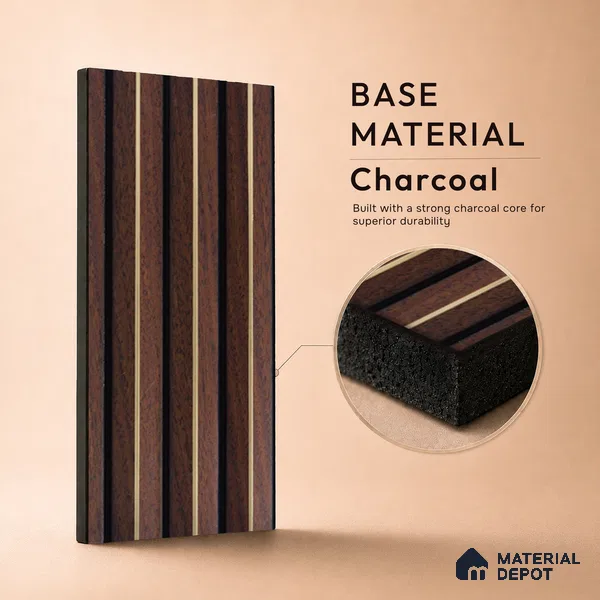 Brown Wooden Louver PN 05317 8 ft x 4.7 inch Charcoal Panel - 12 mm | Suitable for Feature Wall, TV Unit & Living Room | Width is Subjected to 5% Variation