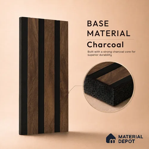Brown Wooden Louver PN 05462 8 ft x 5 inch Charcoal Panel - 11 mm | Suitable for Feature Wall, TV Unit & Living Room | Width is Subjected to 5% Variation