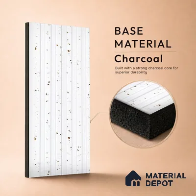 White Patterned Louver PN 05467 8 ft x 5 inch Charcoal Panel - 11 mm | Suitable for Feature Wall, TV Unit & Living Room | Width is Subjected to 5% Variation