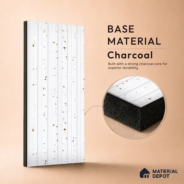 White Patterned Louver PN 05467 8 ft x 5 inch Charcoal Panel - 11 mm | Suitable for Feature Wall, TV Unit & Living Room | Width is Subjected to 5% Variation