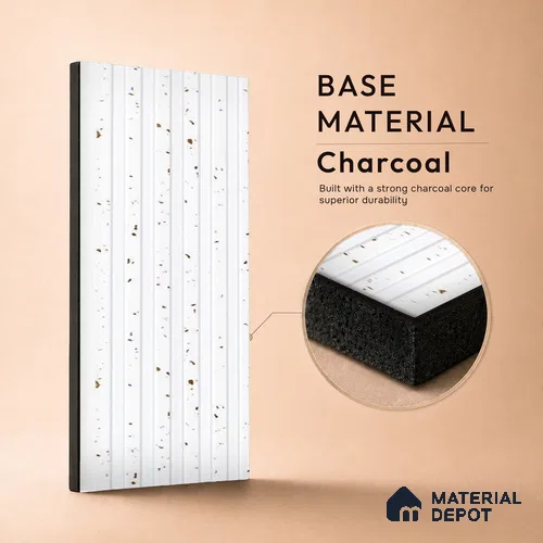White Patterned Louver PN 05467 8 ft x 5 inch Charcoal Panel - 11 mm | Suitable for Feature Wall, TV Unit & Living Room | Width is Subjected to 5% Variation