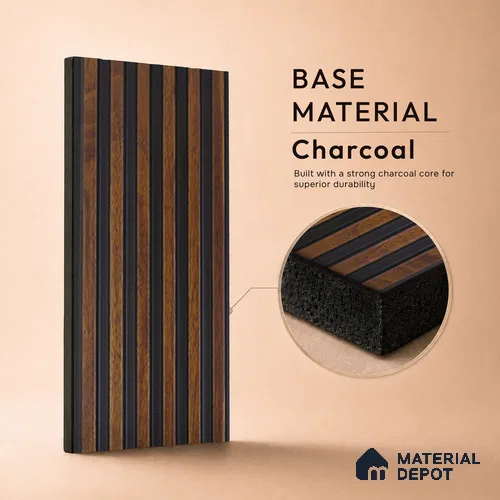 Brown Wooden Louver PN 05470 8 ft x 5 inch Charcoal Panel - 11 mm | Suitable for Feature Wall, TV Unit & Living Room | Width is Subjected to 5% Variation