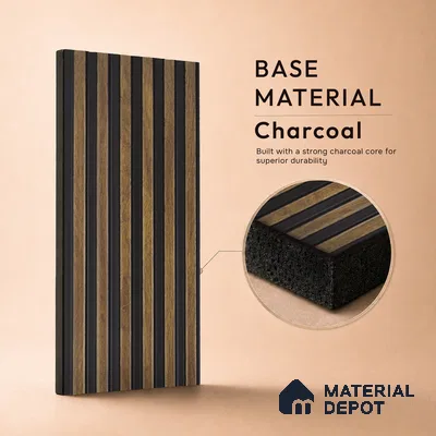 Brown Wooden Louver PN 05471 8 ft x 5 inch Charcoal Panel - 11 mm | Suitable for Feature Wall, TV Unit & Living Room | Width is Subjected to 5% Variation