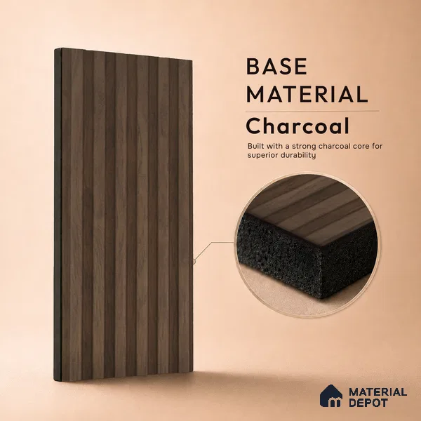 Brown Wooden Louver PN 05473 8 ft x 5 inch Charcoal Panel - 11 mm | Suitable for Feature Wall, TV Unit & Living Room | Width is Subjected to 5% Variation