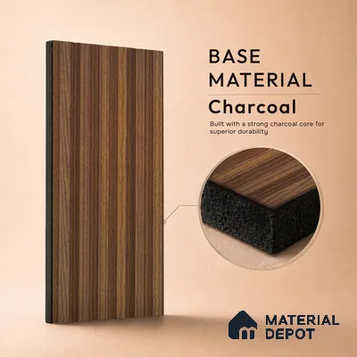 Brown Wooden Louver PN 05474 8 ft x 5 inch Charcoal Panel - 11 mm | Suitable for Feature Wall, TV Unit & Living Room | Width is Subjected to 5% Variation