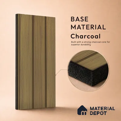 Brown Wooden Louver PN 05475 8 ft x 5 inch Charcoal Panel - 11 mm | Suitable for Feature Wall, TV Unit & Living Room | Width is Subjected to 5% Variation