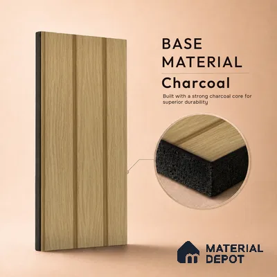 Brown Wooden Louver PN 05476 8 ft x 5 inch Charcoal Panel - 11 mm | Suitable for Feature Wall, TV Unit & Living Room | Width is Subjected to 5% Variation