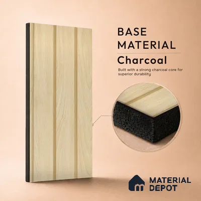 Beige Wooden Louver PN 05478 8 ft x 5 inch Charcoal Panel - 11 mm | Suitable for Feature Wall, TV Unit & Living Room | Width is Subjected to 5% Variation