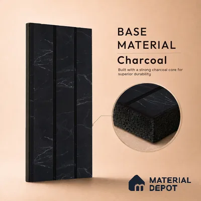 Black Marble Louver PN 05480 8 ft x 5 inch Charcoal Panel - 11 mm | Suitable for Feature Wall, TV Unit & Living Room | Width is Subjected to 5% Variation