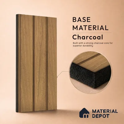 Brown Wooden Louver PN 05482 8 ft x 5 inch Charcoal Panel - 11 mm | Suitable for Feature Wall, TV Unit & Living Room | Width is Subjected to 5% Variation