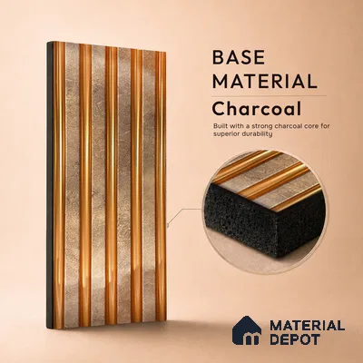 Brown Metallic Louver PN 05493 8 ft x 5 inch Charcoal Panel - 11 mm | Suitable for Feature Wall, TV Unit & Living Room | Width is Subjected to 5% Variation