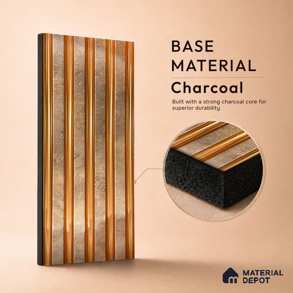 Brown Metallic Louver PN 05493 8 ft x 5 inch Charcoal Panel - 11 mm | Suitable for Feature Wall, TV Unit & Living Room | Width is Subjected to 5% Variation