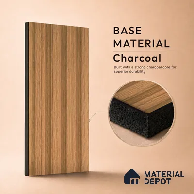 Brown Wooden Louver PN 05495 8 ft x 5 inch Charcoal Panel - 11 mm | Suitable for Feature Wall, TV Unit & Living Room | Width is Subjected to 5% Variation