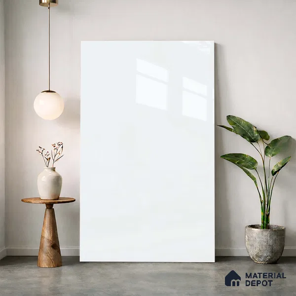 Fluted Solid Color Look LM 23454 (A GLT 01) Pearl Ivory 8 ft x 4 ft Glittery Flute High Gloss Finish Decorative Laminate - 1 mm | Suitable for TV Unit, Wardrobe, Kitchen Cabinets