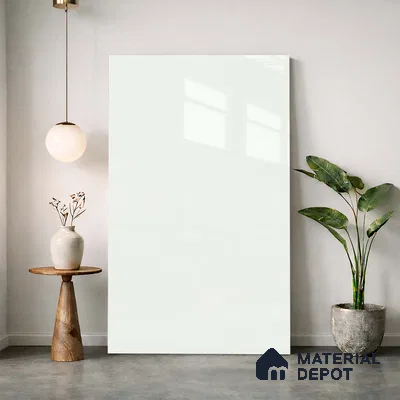 Fluted Solid Color Look LM 23456 (A GLT 02) Soft Vanilla 8 ft x 4 ft Glittery Flute High Gloss Finish Decorative Laminate - 1 mm | Suitable for TV Unit, Wardrobe, Kitchen Cabinets