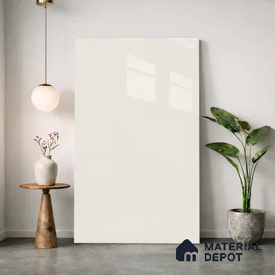 Fluted Solid Color Look LM 23459 (A GLT 07) Opulent Cream 8 ft x 4 ft Glittery Flute High Gloss Finish Decorative Laminate - 1 mm | Suitable for TV Unit, Wardrobe, Kitchen Cabinets