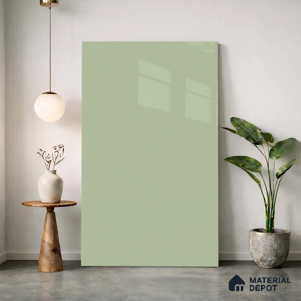 LM 23462 (A GLT 04) Lush Mint 8 ft x 4 ft Glittery Flute High Gloss Finish Decorative Laminate - 1 mm | Suitable for Living Room, Kitchen, Office
