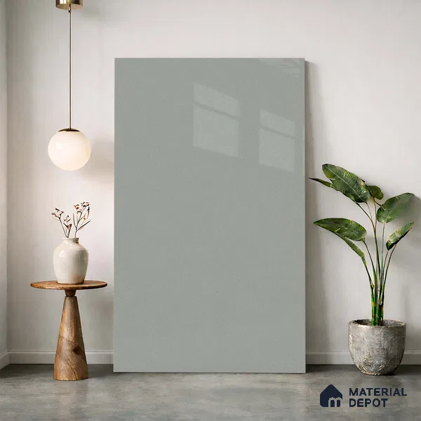 Fluted Solid Color Look LM 23463 (A GLT 05) Stormy Sky 8 ft x 4 ft Glittery Flute High Gloss Finish Decorative Laminate - 1 mm | Suitable for TV Unit, Wardrobe, Kitchen Cabinets