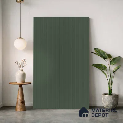 Fluted Solid Color Look LM 23471 Satin Olive 8 ft x 4 ft Micro Fluted Finish Decorative Laminate - 1 mm | Suitable for TV Unit, Wardrobe, Kitchen Cabinets