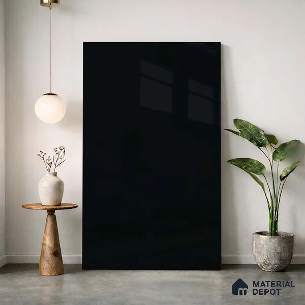 LM 23484 (HG 405) Deep Black 8 ft x 4 ft High Gloss Finish Decorative Laminate - 1 mm | Suitable for Living Room, Kitchen, Office