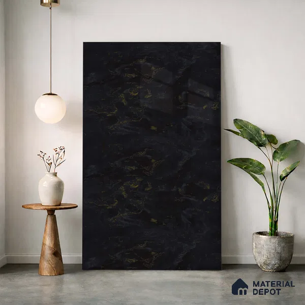 LM 23488 (HG 7111) Golden Vein Gloss 8 ft x 4 ft High Gloss Finish Decorative Laminate - 1 mm | Suitable for TV Unit, Wardrobe, Kitchen Cabinets